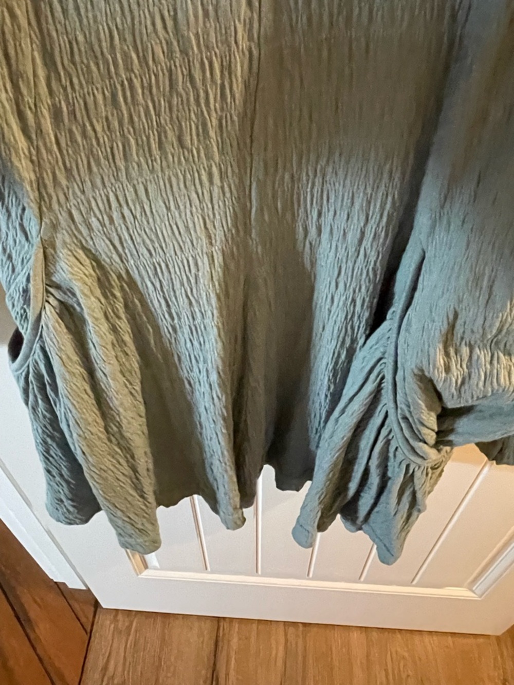 Free People Sage Green Long Sleeve V-Neck Textured Top - Picture 3 of 4